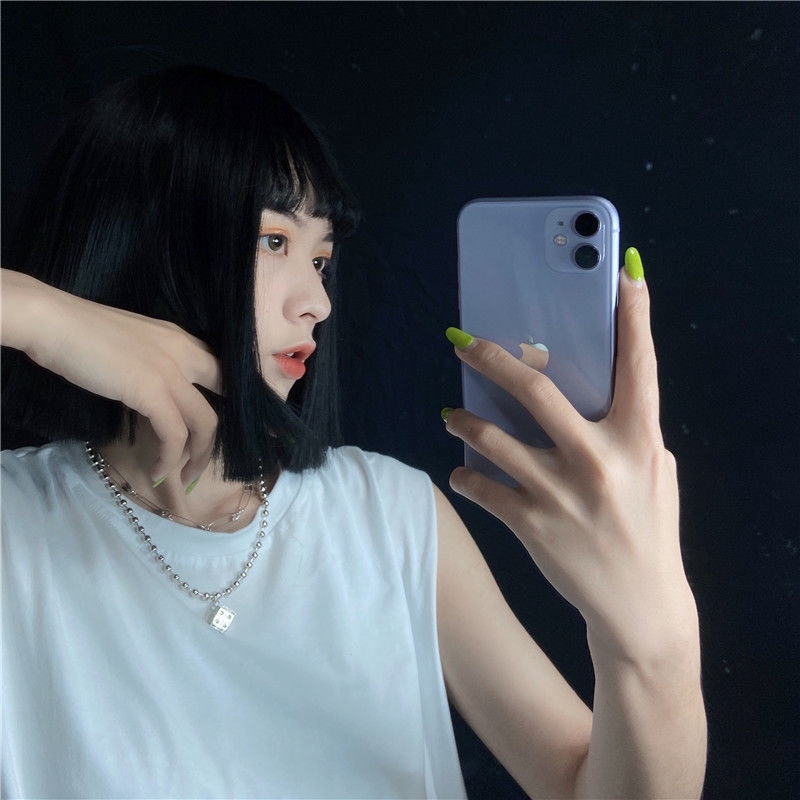 Vòng cổ 16049 bằng kim loại mặt hình vuông / ghim băng phong cách punk sáng tạo dễ phối đồ cho nam và nữ