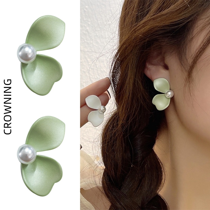 Bông Tai Mạ Bạc 925 Đính Ngọc Trai Phong Cách Thanh Lịch Thời Trang F976