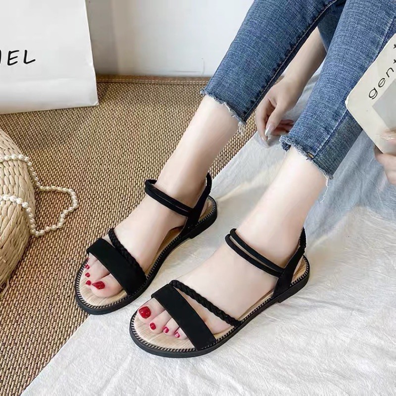 GDN2919094 DÉP HÈ SANDAL THỜI TRANG NỮ QUAI HẬU DÂY BUỘC LA MÃ VINTAGE ULZZANG  CÁ TÍNH