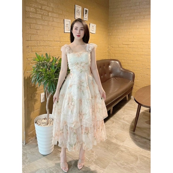🌈 VÁY TƠ HOA TẦNG MAXI ĐỆM NGỰC - ảnh thật📣