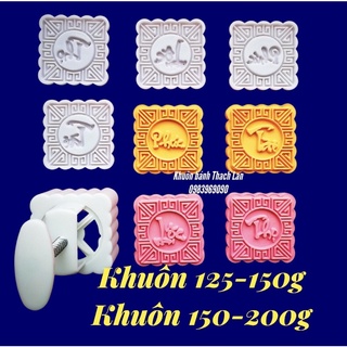 Khuôn trung thu lò xo vuông 1 nhấn 4 mặt Phúc Lộc Thọ Tài (có 2 cỡ 125g và 150g)