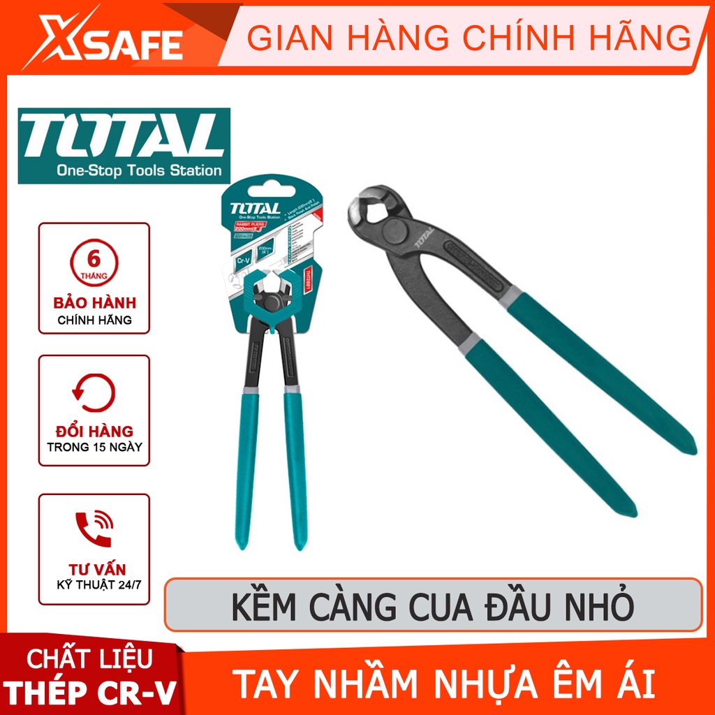 Kềm càng cua đầu nhỏ TOTAL Kìm càng cua 3 size 8-9-10 inch, chất liệu thép CR-V, đen bóng, tay cầm nhựa chắc chắn