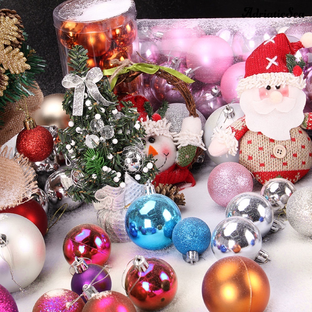 Set 24 Quả Châu 4/6/8cm Trang Trí Cây Thông Noel