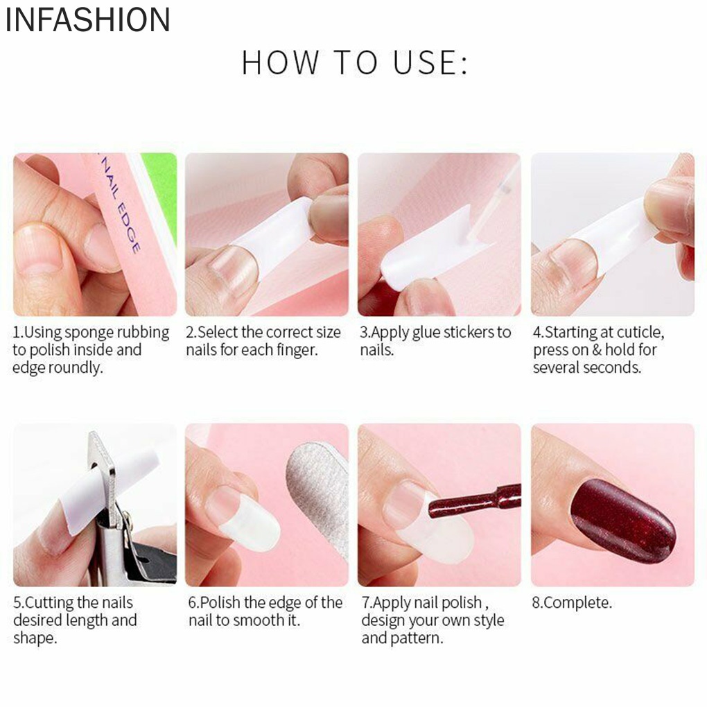 [Hàng mới về] 500 Móng tay giả bằng ABS trong suốt nhiều màu tuỳ chọn kèm hộp đựng