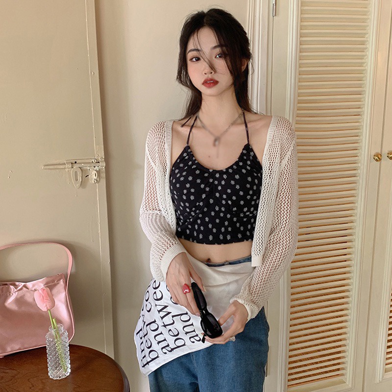 Áo Tank Top Sát Nách Hoạ Tiết Hoa Thiết Kế Quyến Rũ