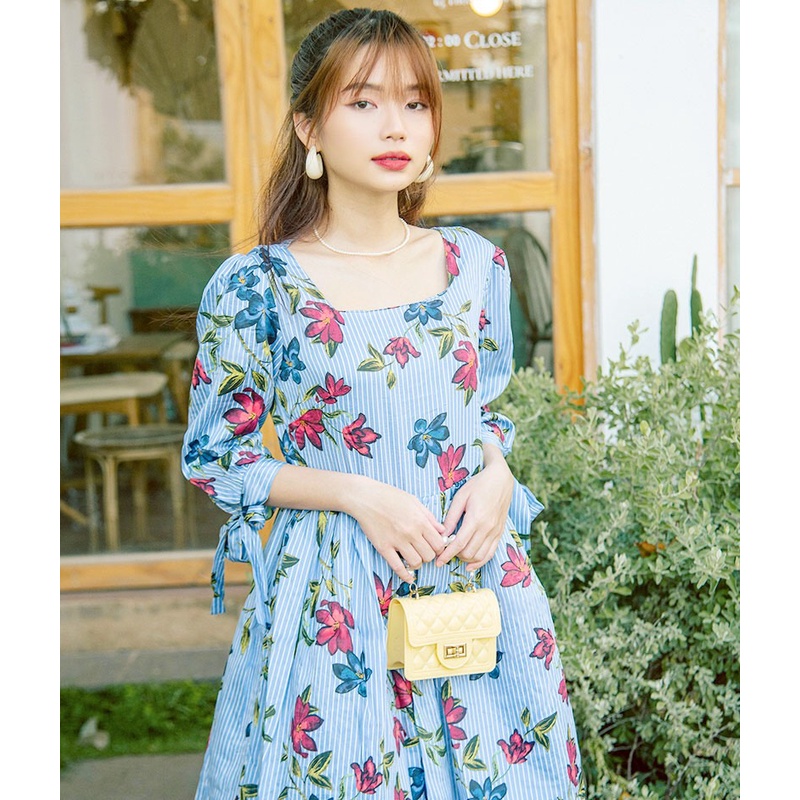 Đầm Hoa Babydoll Tay Nơ - AD22001