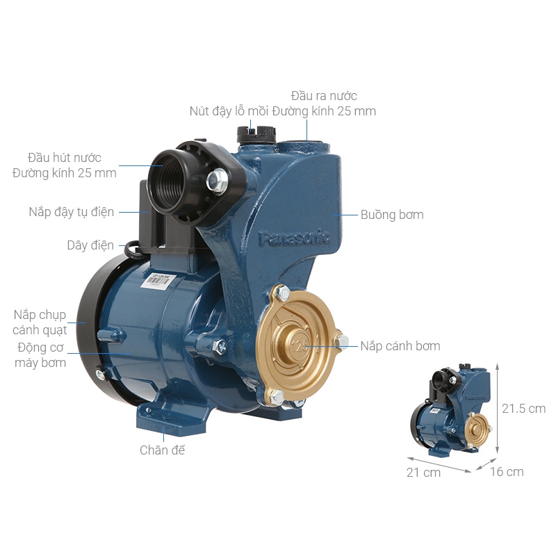 Chính Hãng- Máy Bơm Nước Đẩy Cao Panasonic GP-129JXK-SV5 (125W)- Bảo Hành 12 tháng