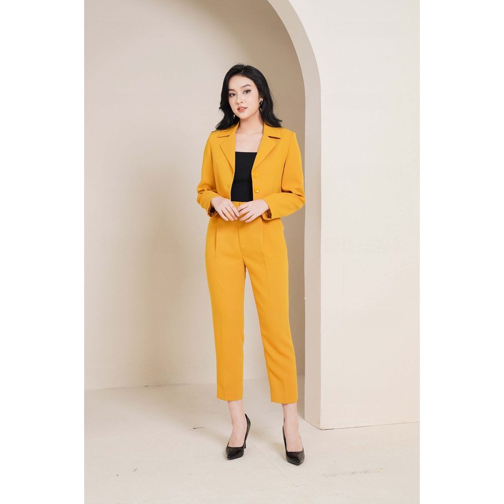 Set vest nữ áo ngắn phối quần tây xếp ly VENUS