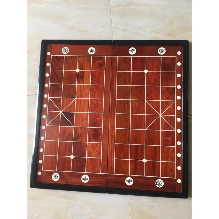 Bộ Cờ Tướng Gỗ Hương Cao Cấp - Quân Cờ, Bàn Cờ Da, Hộp Đựng - Quân Cờ Khắc CMC Cực Nét