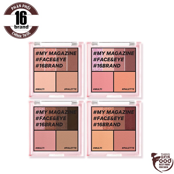 [FACE & EYE 6 IN 1] Bảng Phấn Mắt, Má Hồng, Tạo Khối Đa Chức Năng 16Brand My Magazine 8.5g