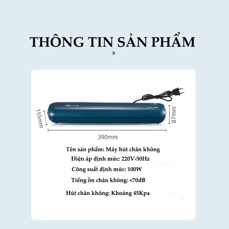 Máy hút chân không hàn miệng túi bảo quản thực phẩm, máy hàn miệng túi chính hãng Bear - LB410211