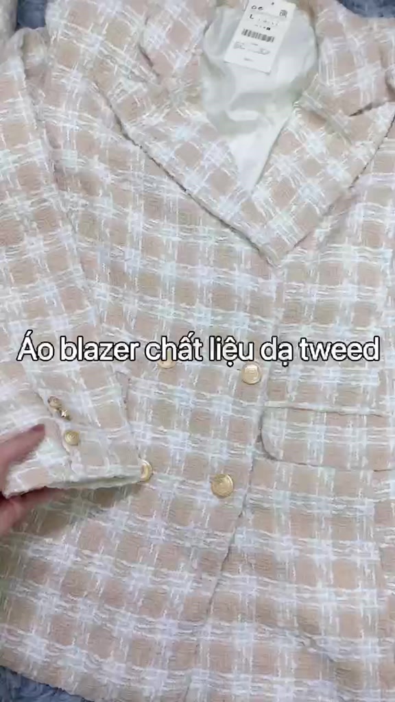 Áo Blazer Dạ Tweed Hai Lớp Có Bigsize Áo Vest Nữ Dài Tay Khoác Ngoài Phong Cách Hàn Quốc | BigBuy360 - bigbuy360.vn