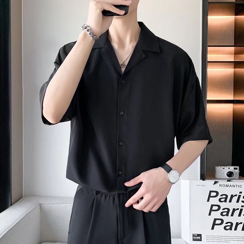 Áo sơ mi tay ngắn nam nữ Gavin Cuban shirt 4 màu form rộng, sơ mi cổ vest tay lỡ unisex kiểu dáng Hàn Quốc