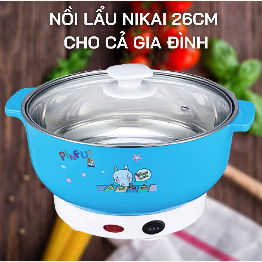 Nồi lẩu điện mini gia đình INOX 304 công suất 1000W - Bếp điện ăn lẩu ĐA NĂNG SIÊU TỐC