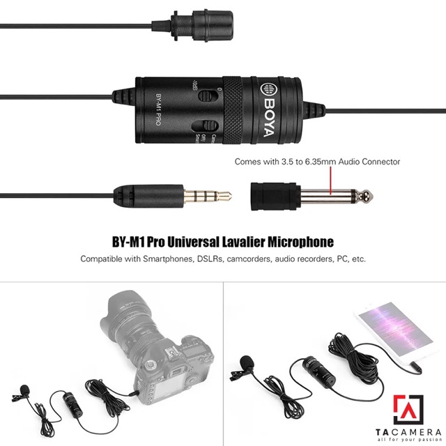 Microphone Thu Âm Cài Áo BOYA BYM1 PRO Giảm Ổn (Chính Hãng)