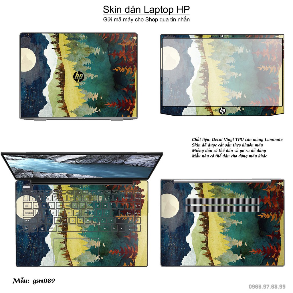 Skin dán Laptop HP in hình giả sơn mài (inbox mã máy cho Shop)