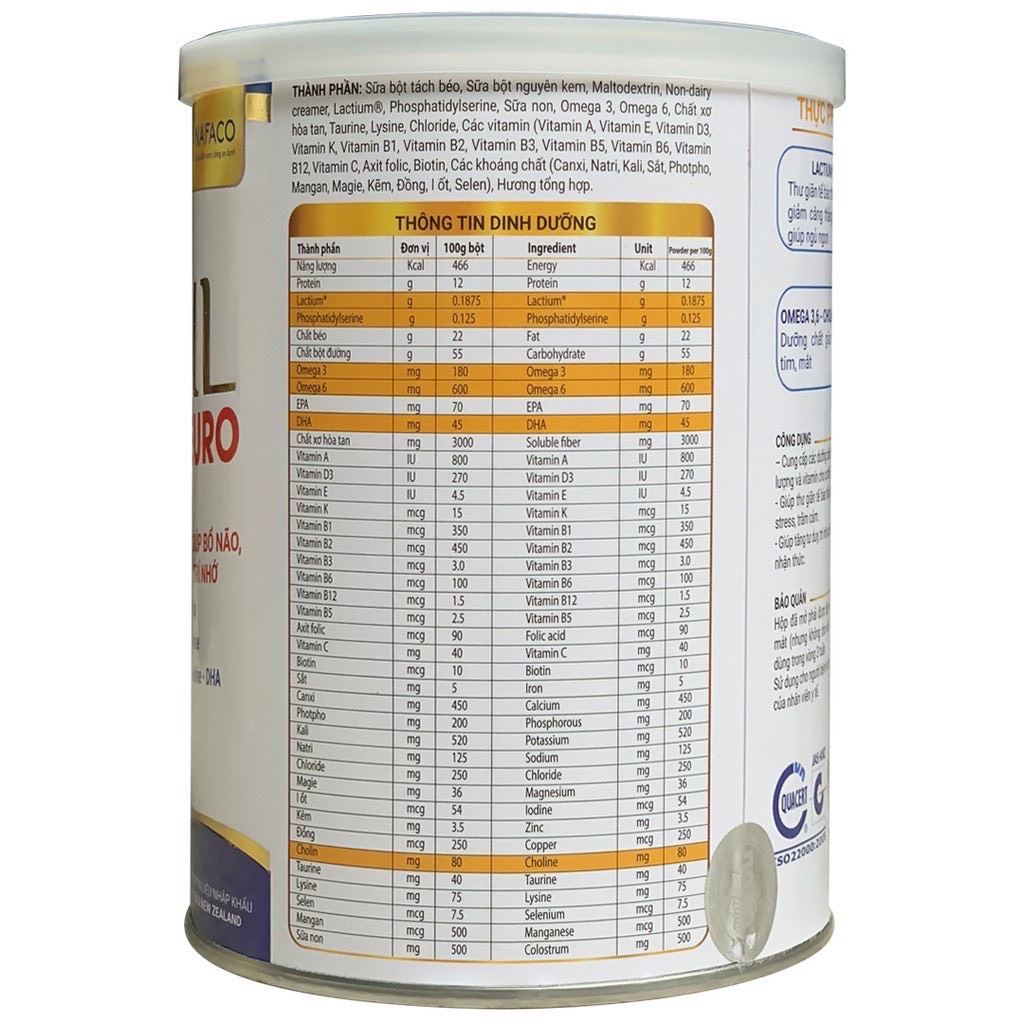 Sữa Bột Neomil Neuro Dinh Dưỡng Giúp Bổ Não, Tăng Tư Duy Và Trí Nhớ Cung Cấp Các Dưỡng Chất Thiết Yếu