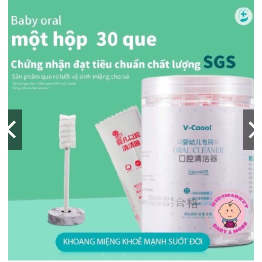 [ hàng chuẩn] Gạc Rơ Lưỡi Cho Bé-Rơ Lưỡi 30 Que, Dệt Sợi Cotton 100%, Mềm Mại, Kháng Khuẩn,Kháng Nấm Chống Viêm Nướu