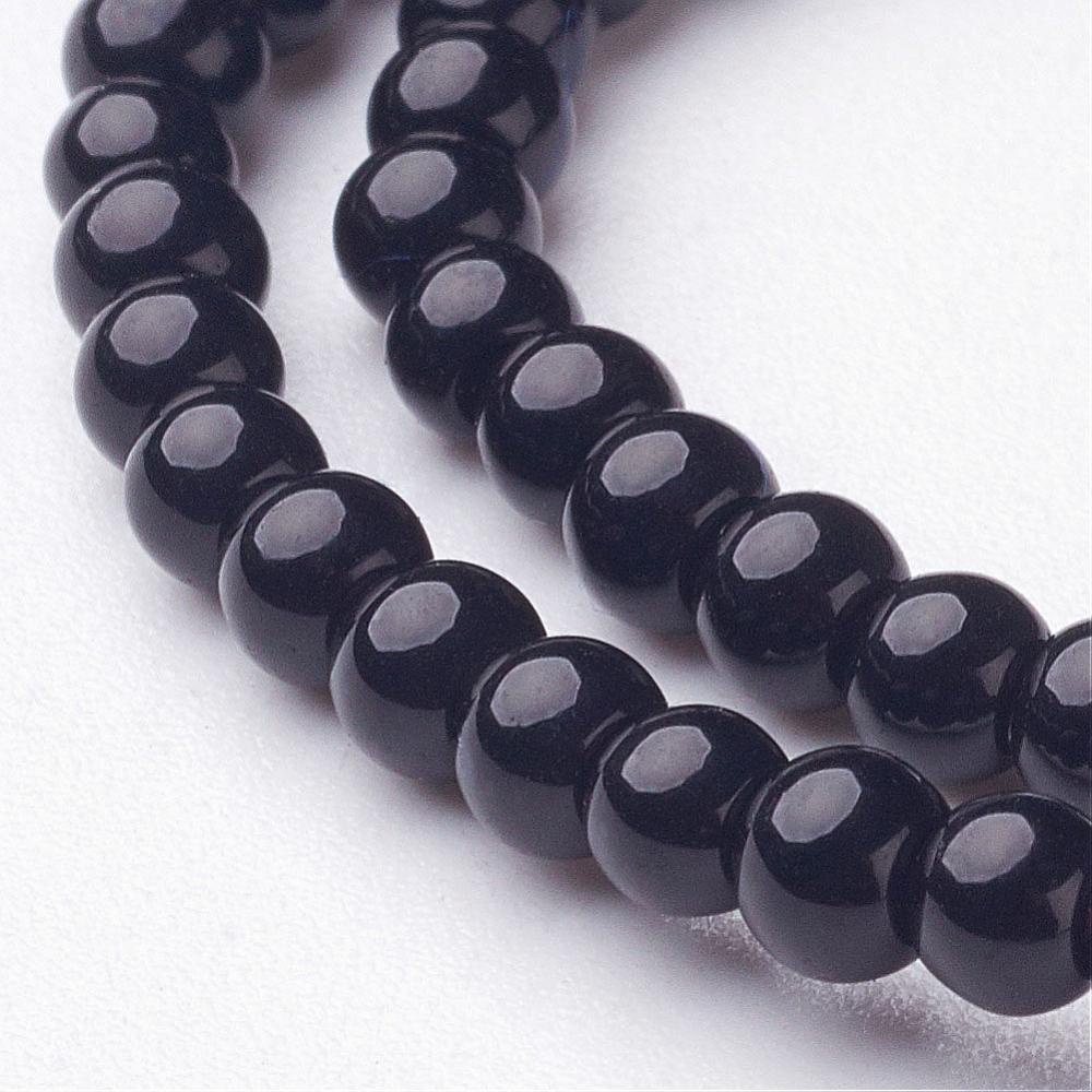 Chuỗi Hạt Thủy Tinh Tròn 1 Sợi Màu Đen/Đen/Chocolate 3mm/6mm/1mm