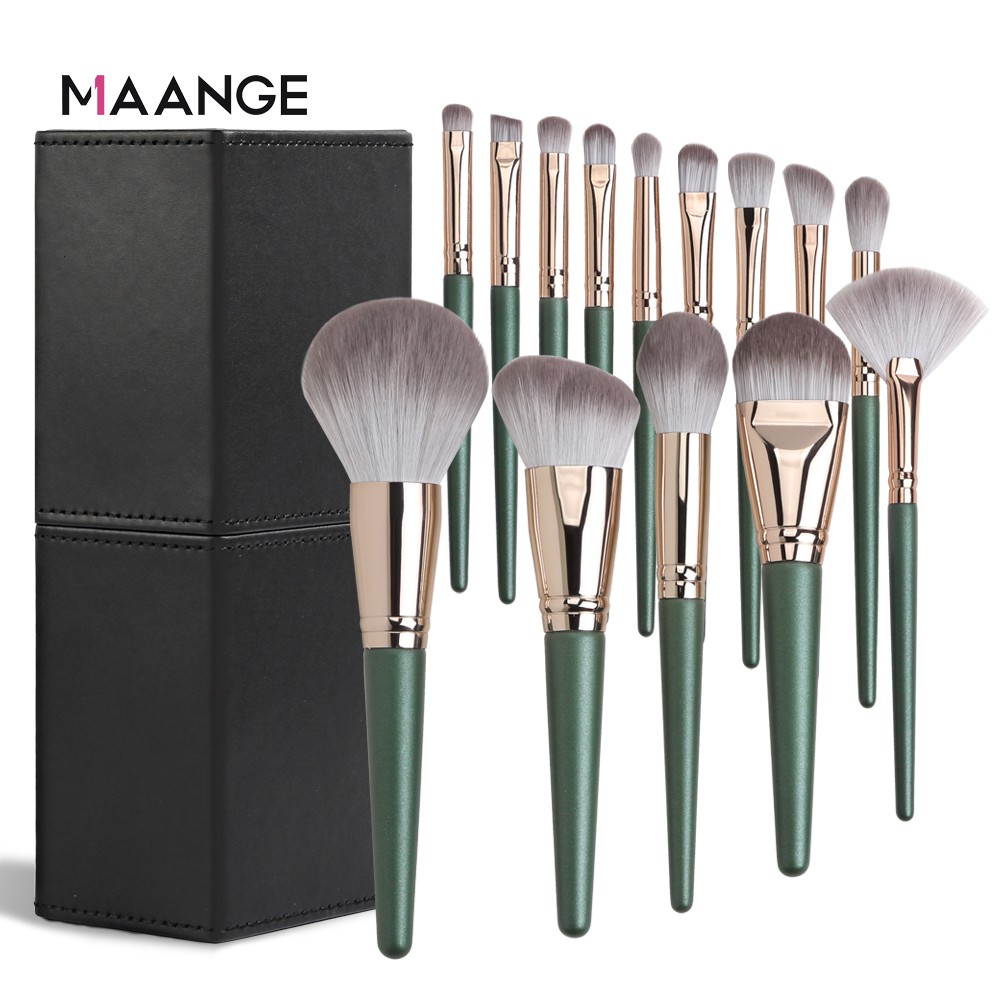 Bộ cọ trang điểm MAANGE 14 cái chuyên nghiệp cọ Makeup với xô đựng đồ