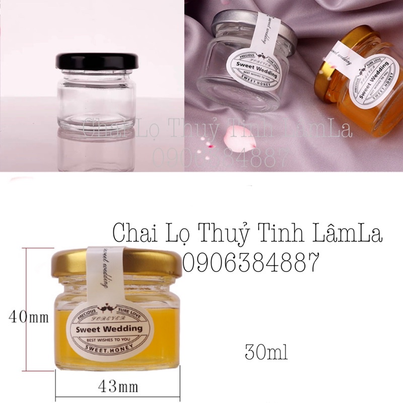 Hũ Thuỷ Tinh Tròn Nắp Thiếc 30ml | Đựng Mật Ong , Mứt Trái Cây