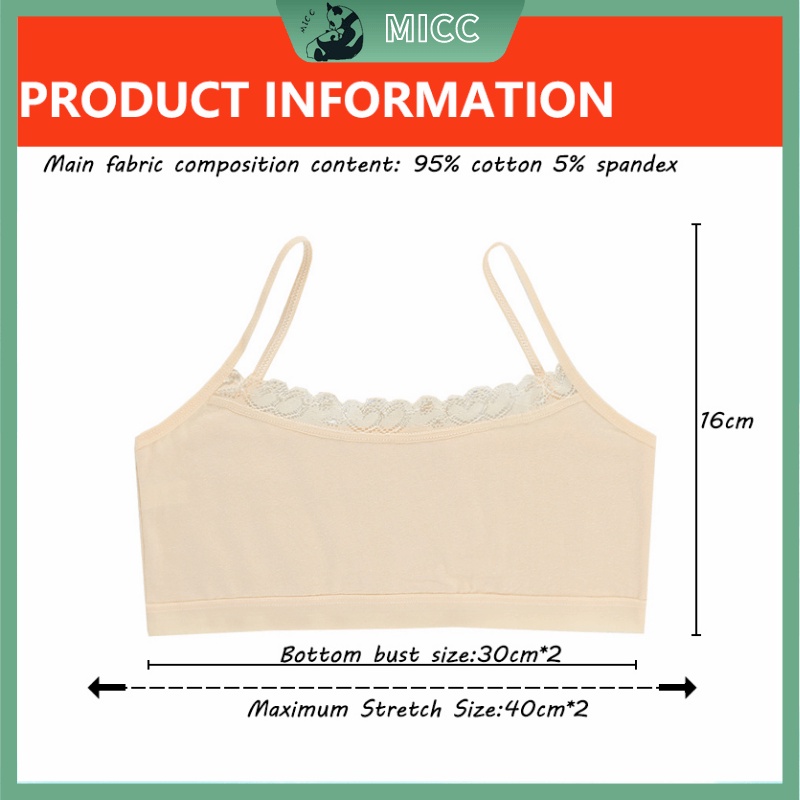 Áo lót cotton viền ren thoáng khí cho bé gái 8-12 tuổi