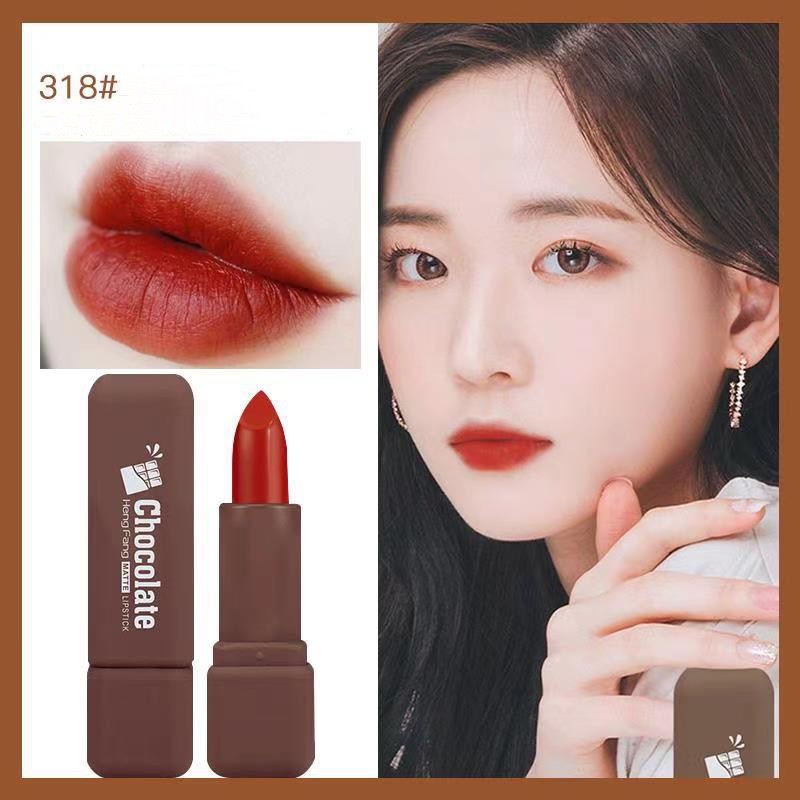 Son sáp lì HENG FANG phiên bản vỏ Chocolate soft matte lipstick siêu cute