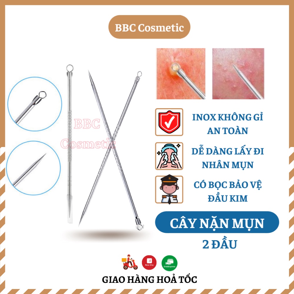 Cây que nặn mụn 2 đầu cao cấp Inox không gì BBC Cosmetic