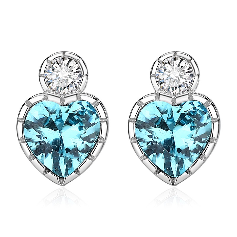 Bộ Trang Sức Mạ Bạc 925 Đính Đá Zircon Xanh Dương Thời Trang