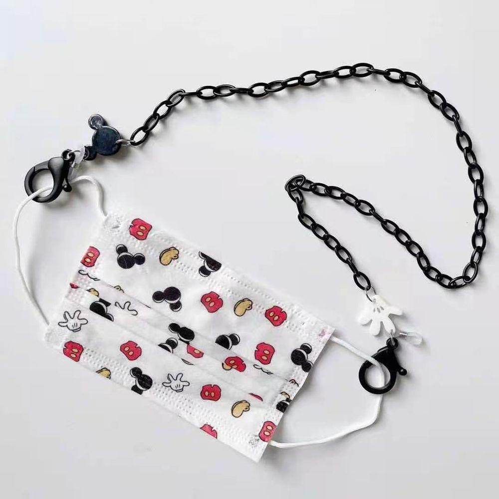 Dây Xích Acrylic Màu Đen Đeo Mắt Kính Hình Chuột Mickey Bảo Vệ Mắt Kính