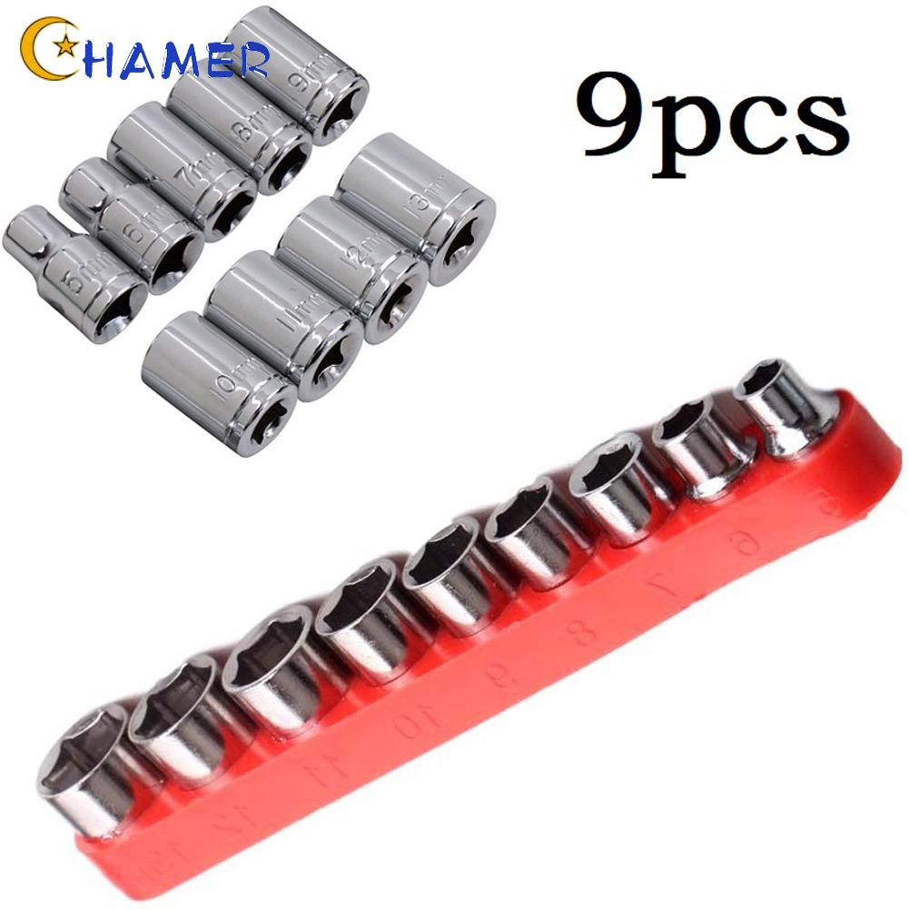CHAMER- ~9pcs 1 4 inch Drive 513mm Hex Bit Metric Socket Wrench Head Nut Removal Tool hNxHjKqu eZoaFbY