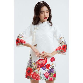 Đầm Gấm Cao Cấp Hoa Nổi EDINI - D1188
