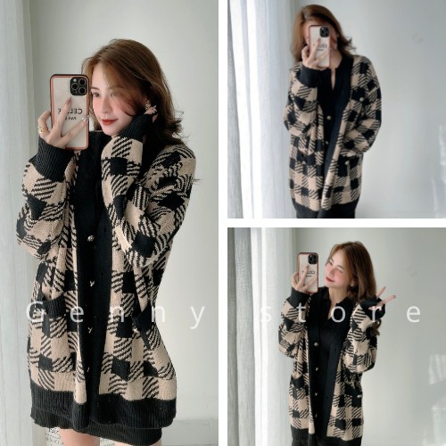 [HÀNG CAO CẤP +ĐÁNH GIÁ] Áo Khoác Cadidan Len Hàn Quốc Cúc Tây Cách Điệu Chất Len Mịn Dày Thiết Kế Kẻ Sọc GennyStore 041 | BigBuy360 - bigbuy360.vn
