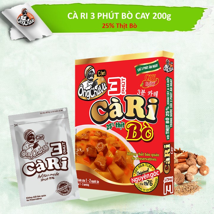 Cà Ri Bò Cay Ông Chà Và 200gr - Sản Phẩm có thịt thật