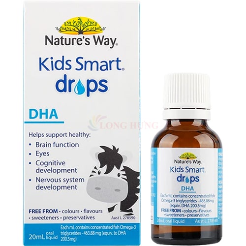 [Mã BMBAU50 giảm 7% đơn 150K] Vitamin dạng giọt Nature's Way Kids Smart Drops DHA bổ sung DHA cho bé (20ml)