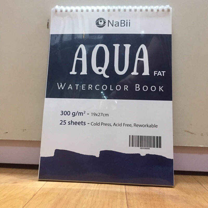 [Michi Art Store] Nabii Aqua Fat sổ gáy xoắn 25 tờ - Giấy vẽ màu nước màu chì màu dạ 300gsm A4 A5