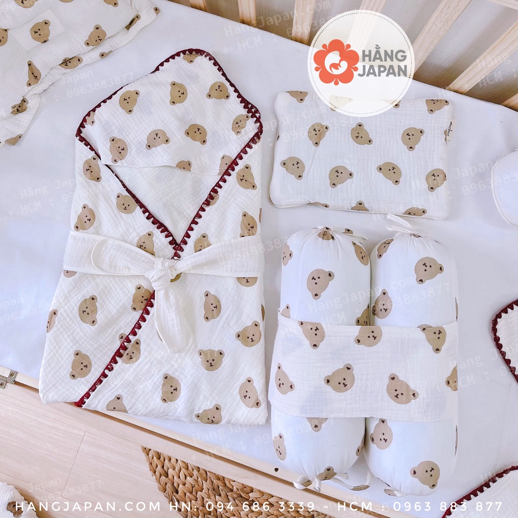 Ủ choàng xô cho bé MOCHEE muslin 90x90cm, chăn ủ muslin cotton mềm mại