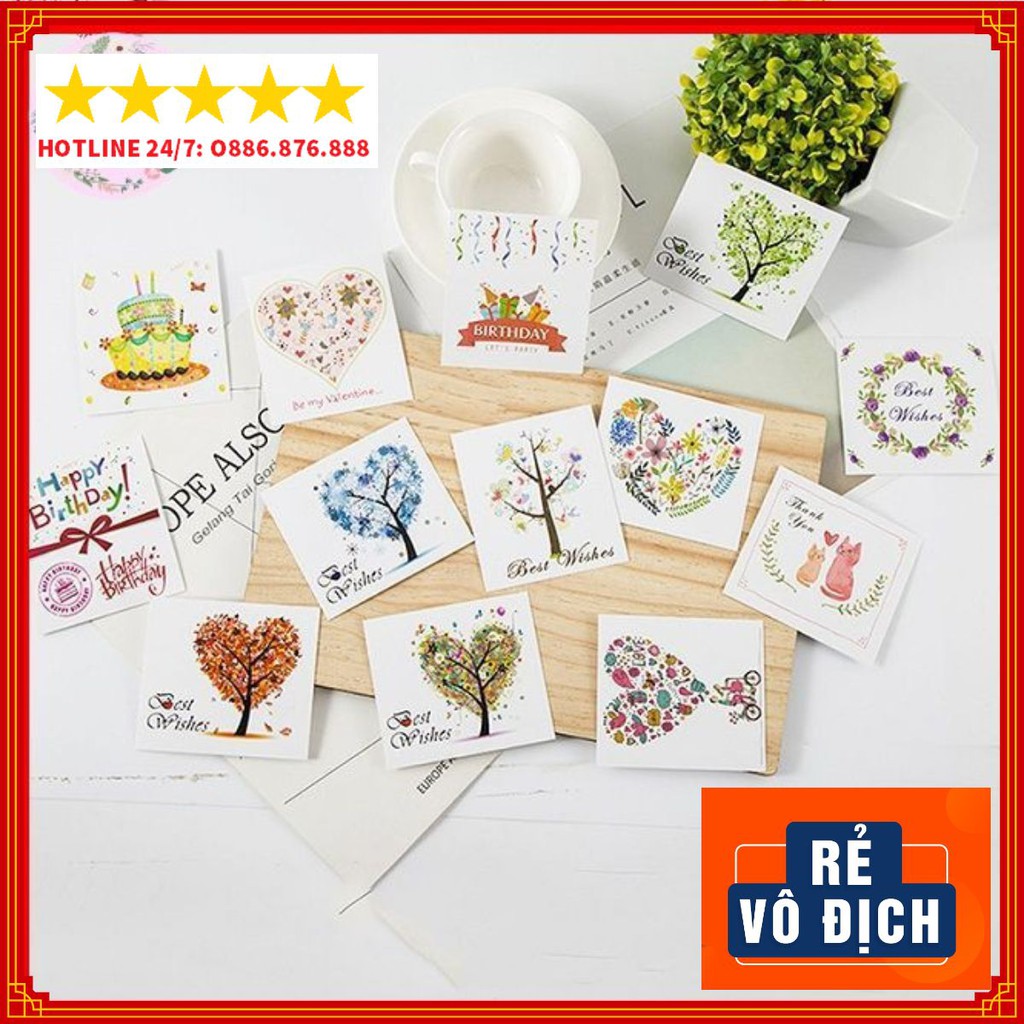 ❤️ Combo 10 Tấm Thiệp Chúc Mừng Sinh Nhật, Cảm Ơn, Tình Yêu - Hình Dễ Thương Siêu KuTe