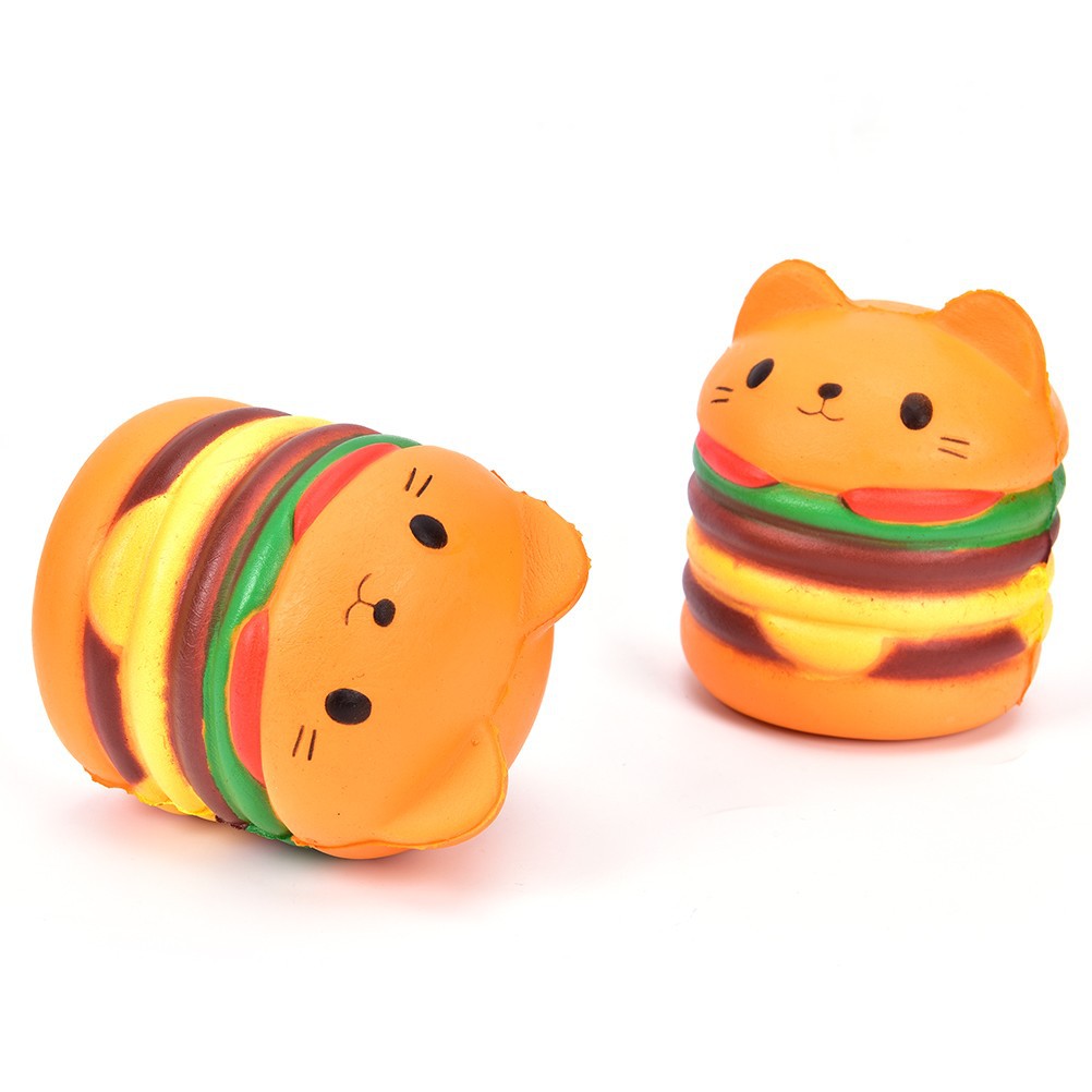 Đồ chơi xốp squishy giảm stress hình bánh hamburger mèo dễ thương cho bé