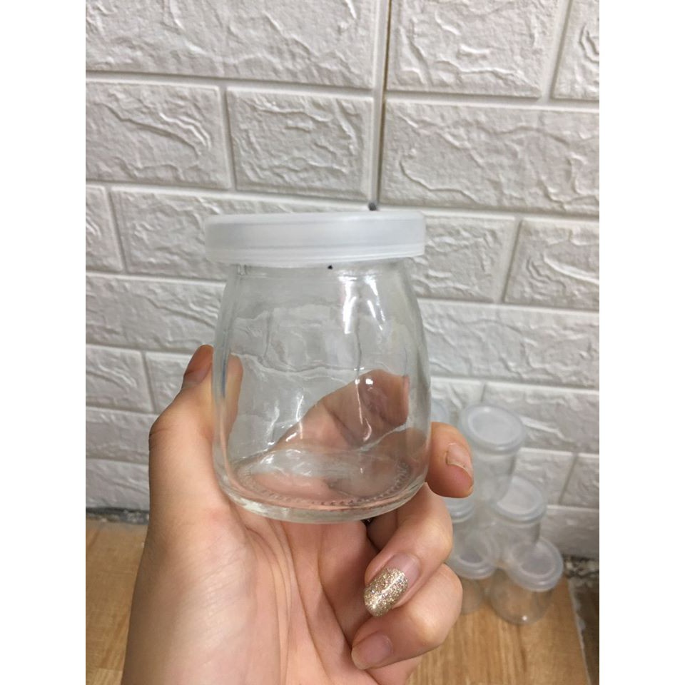 (Hàng Loại 1) Hũ Đựng Sữa Chua Thủy Tinh 100ml, 200ml in hình có nắp - Hũ yaourt, yogurt, caramen