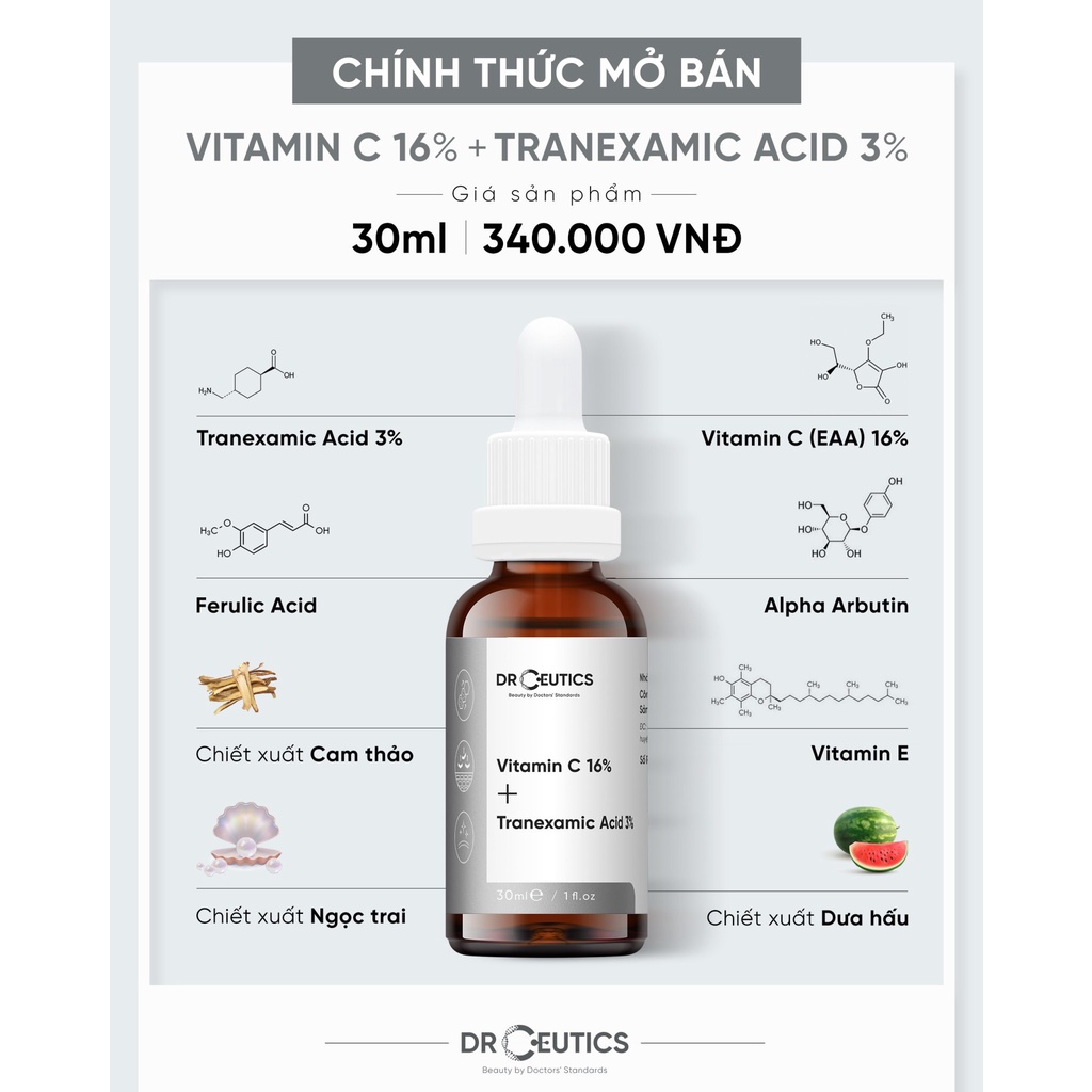 Serum vitamin c 16% Drceutics làm sáng da (Vitamin C 16% + Tranexamic acid 3%) - Út store