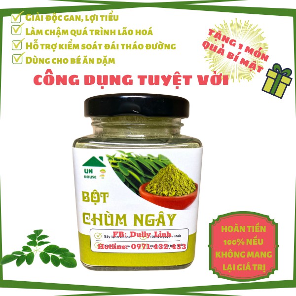 Bột Chùm Ngây Sấy Lạnh Nguyên Chất, Bột Ăn Dặm, Bổ Sung Dinh Dưỡng, Lọ Thuỷ Tinh 150gr