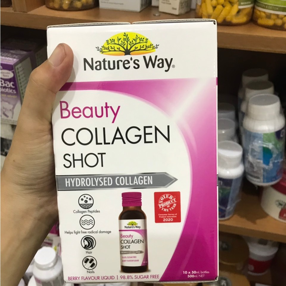 Colagen Dạng Nước Beauty Collagen Shot Nature 10 ống giúp da săn chắc và chống chảy xệ