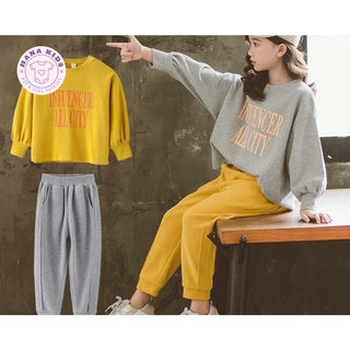 Bộ quần áo thu đông cho trẻ em size đại 15-35kg, set/ bộ nỉ da cá bé gái