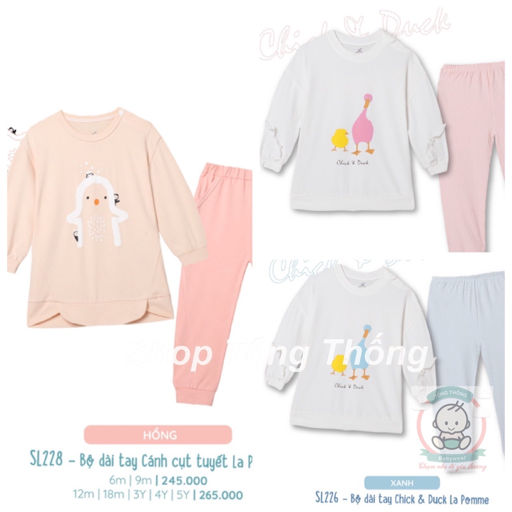 Bộ La Pomme Bamboo Dài tay bồng bèo cánh cụt tuyết cao cấp mềm mịn đáng yêu thấm hút tốt cho bé gái  SL228
