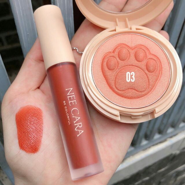 Set son kem kèm phấn má Nee Cara MEOW Blush & Lip Glaze Makeup Kits | BigBuy360 - bigbuy360.vn
