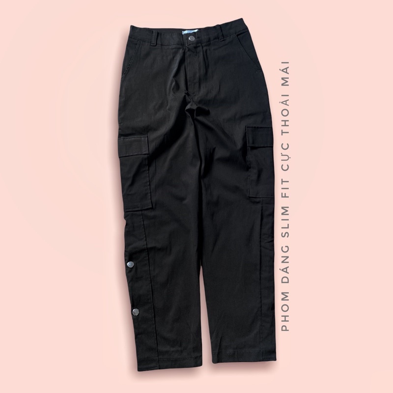 Cargo Loose Pants Side 5-Snap Button/ Quần kaki nam