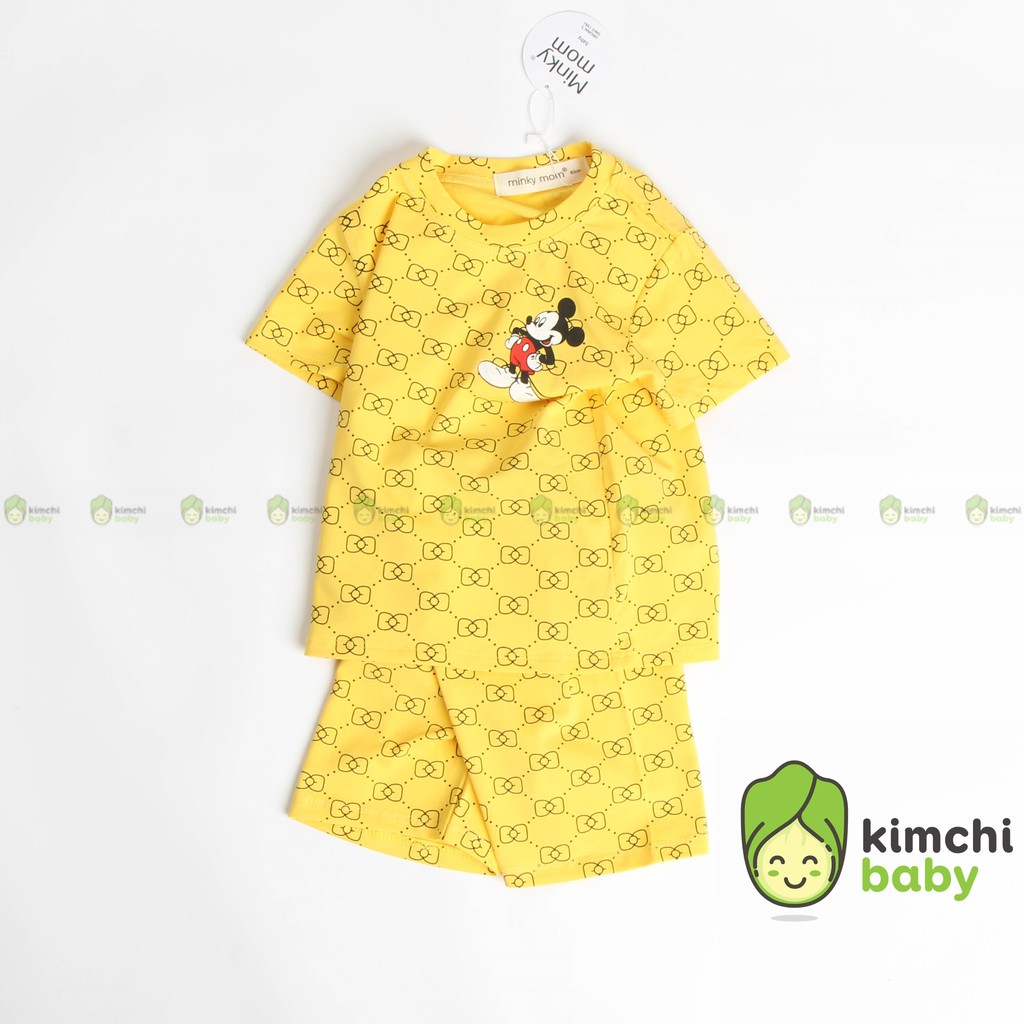 Đồ Bộ Bé Trai, Bé Gái Minky Mom Vải Cotton 100% Họa Tiết Mickey, Bộ Cộc Tay Cho Bé Mặc Nhà Mùa Hè MKM2123