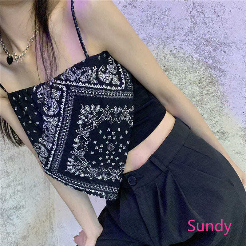 Áo Hai Dây Hoạ Tiết Hoa Phong Cách Retro Cho Nữ