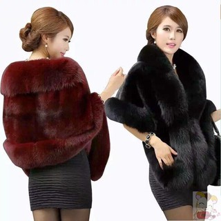 Áo choàng lông cáo giả thời trang thu đông cho cô dâu